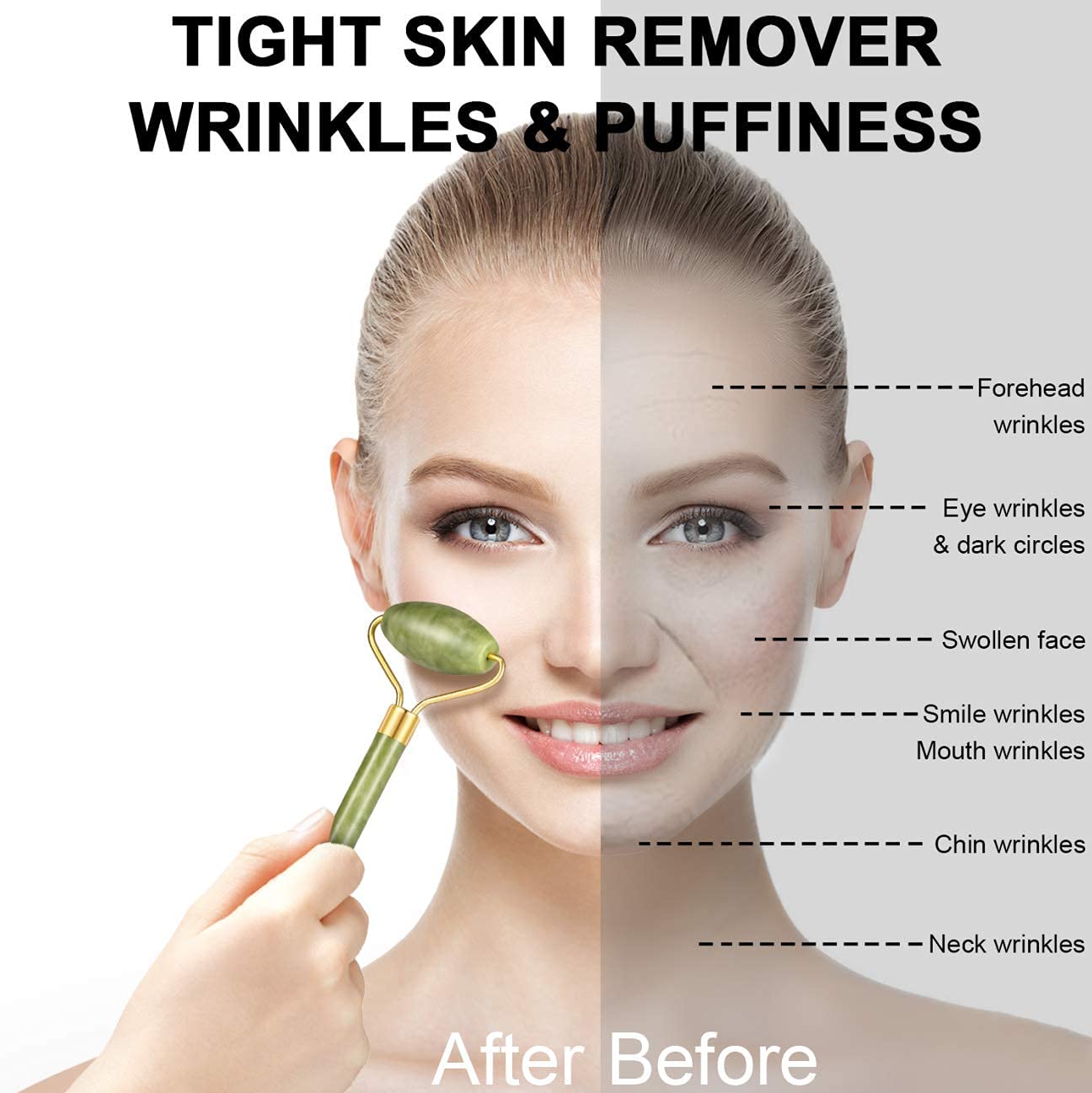 Jade Roller & Gua Sha Set Ã¢â‚¬â€œ Natural Face Massager for Anti-Aging, Glowing Skin & Face Shaping (1 Pc)