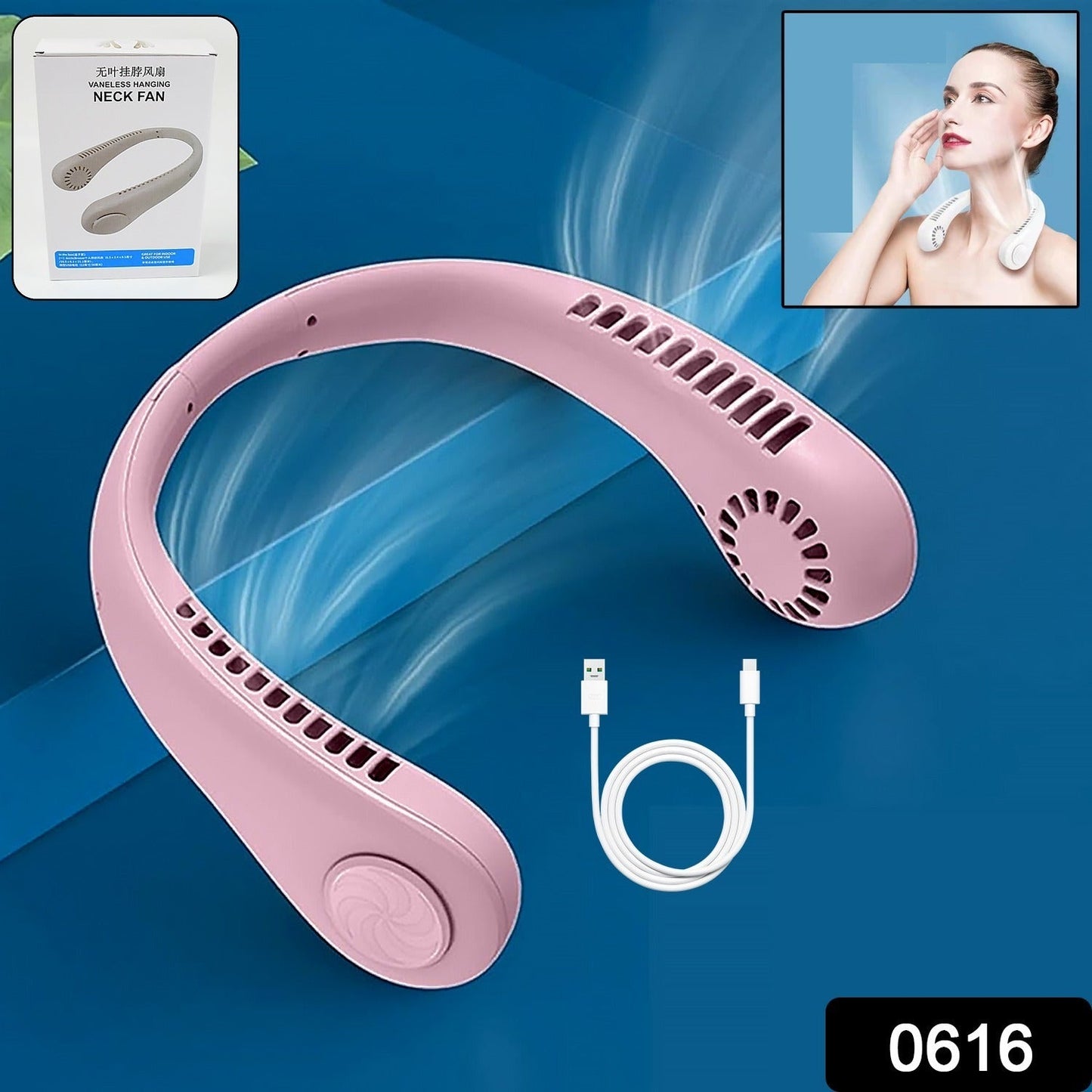 Portable Neck Fan: Holiday Hands Free Bladeless Neck Fan, 360Ã‚Â° Cooling Hanging Fan, USB Rechargeable Personal Neck Fan, Wearable Neck Fan Suitable for Traveling