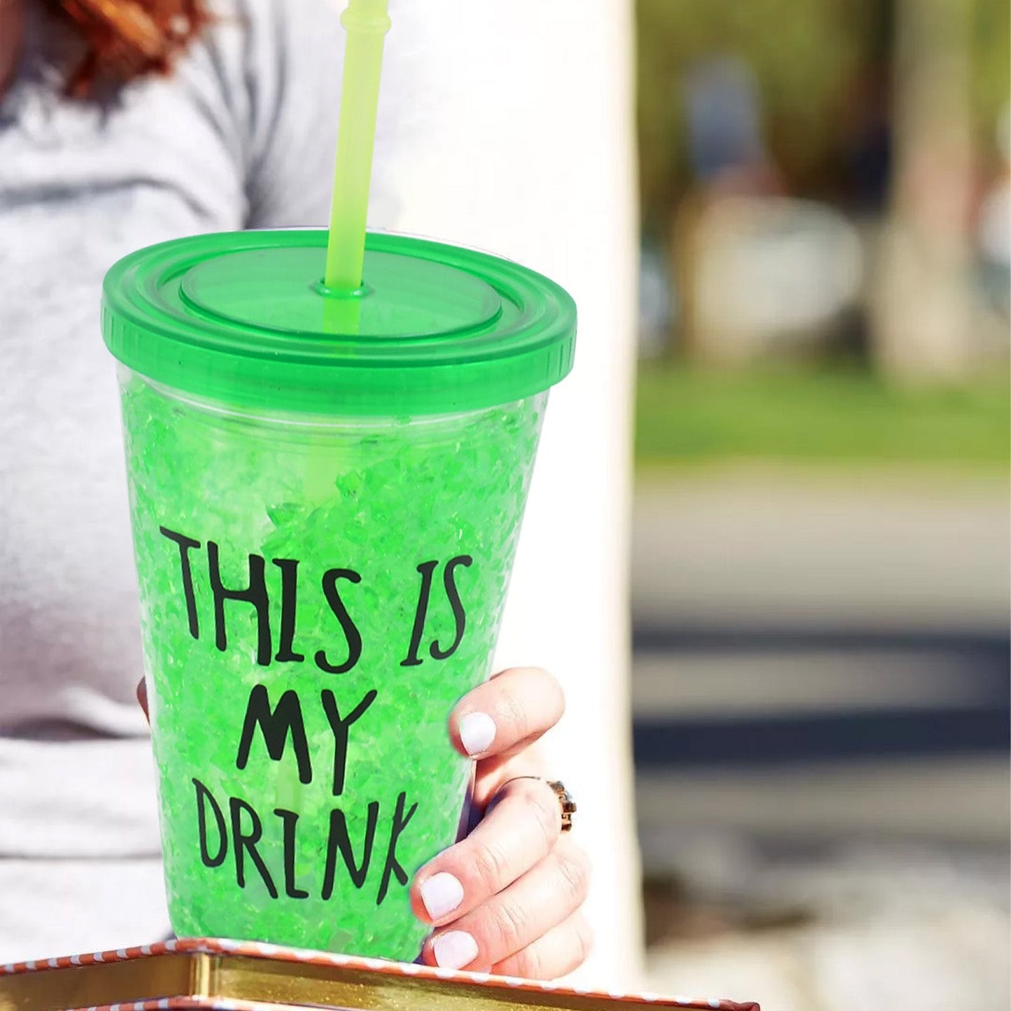 PlasticÃ‚Â Drink Cup, Tea Coffee Tumbler with Lid and Straw (1 Pc)