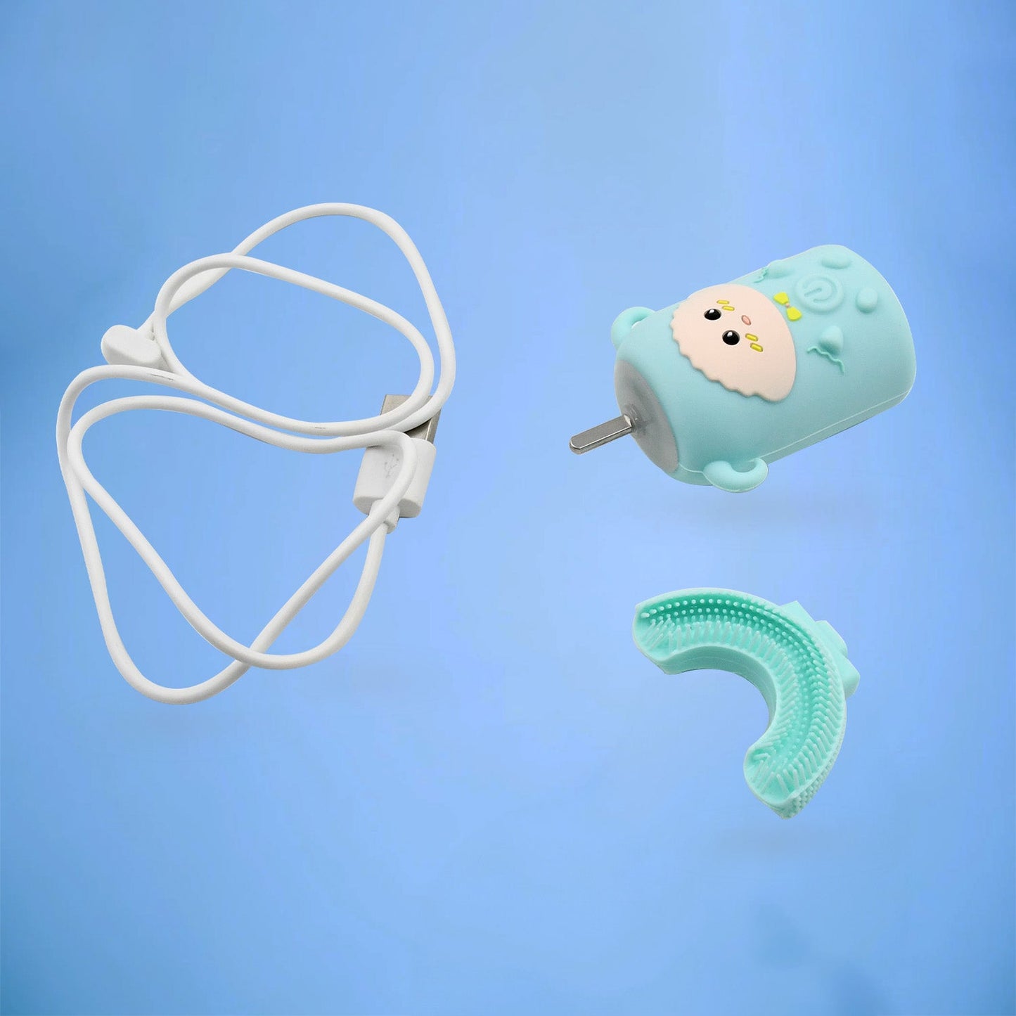 Electric Toothbrush With Light & Music, Kids U-Shaped 360Ãƒâ€šÃ‚Â° USB Rechargeable Plastic Automatic Toothbrush Portable Adjustable Cleaning Whitening Toothbrush with USB Charging Function Plastic + ABS for Kids