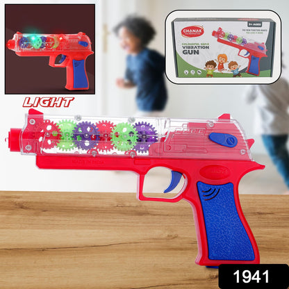Plastic Gear Simulation Laser Toy Gun Ã¢â‚¬â€œ 3D Lights, Music & Rotating Gear (1 Pc, 3+ Years)