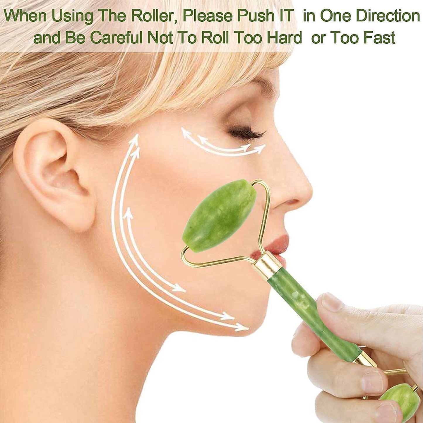 Jade Roller & Gua Sha Set Ã¢â‚¬â€œ Natural Face Massager for Anti-Aging, Glowing Skin & Face Shaping (1 Pc)