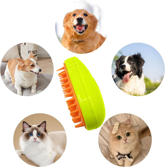 3-in-1 Cat Steamy Brush Ã¢â‚¬â€œ Self-Cleaning Pet Grooming & Hair Removal Comb