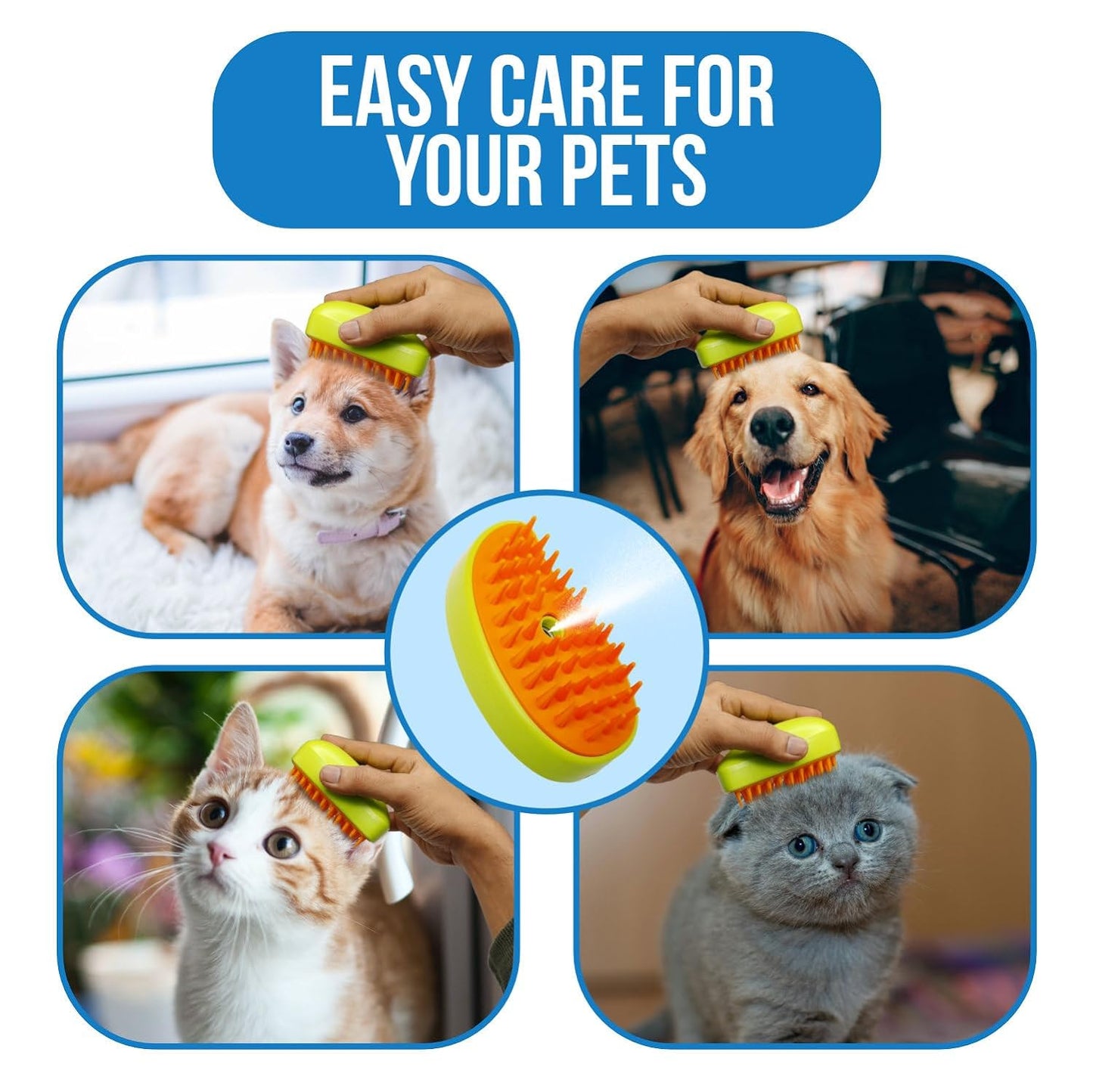 3-in-1 Cat Steamy Brush Ã¢â‚¬â€œ Self-Cleaning Pet Grooming & Hair Removal Comb