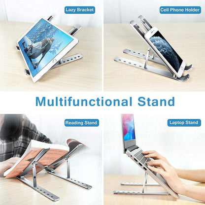 Metal Portable Laptop Stand Ã¢â‚¬â€œ 6-Angle Adjustable Riser for Laptops, Phones & Tablets