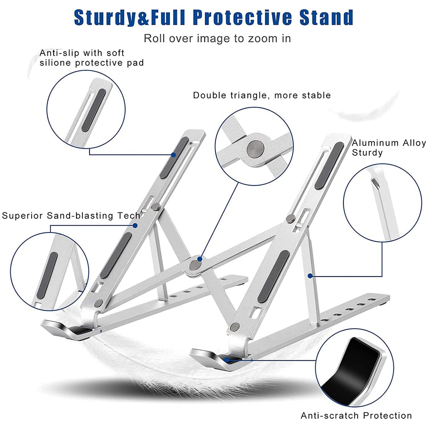 Metal Portable Laptop Stand Ã¢â‚¬â€œ 6-Angle Adjustable Riser for Laptops, Phones & Tablets