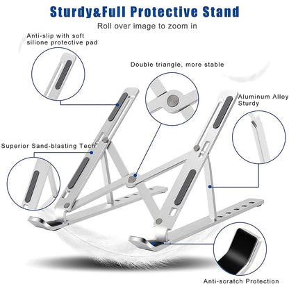 Metal Portable Laptop Stand Ã¢â‚¬â€œ 6-Angle Adjustable Riser for Laptops, Phones & Tablets