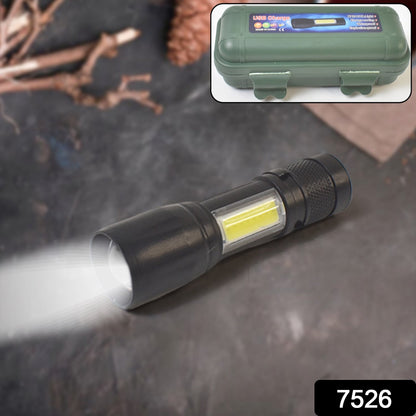 LED USB Rechargeable Mini Flashlight Ã¢â‚¬â€œ Ultra-Bright Zoom & COB Side Lantern, Tactical Emergency Light