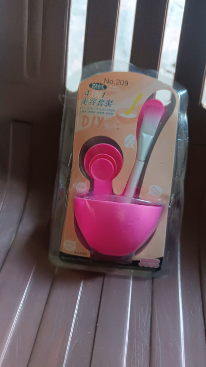 4 In 1 Facial Diy Skin Care Mask Mixing Bowl Stick Brush Gauge Spoon (4 Pcs Set)