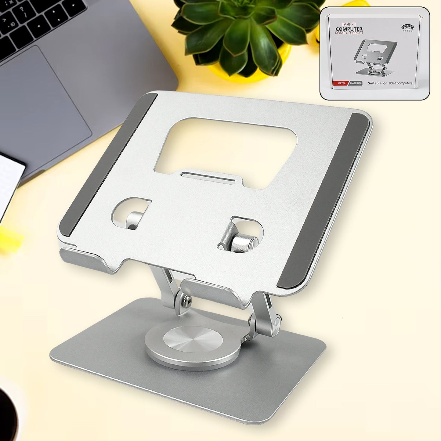Aluminum Alloy 360Ã‚Â°Rotating Bracket, Adjustable Tablet Stand, Portable Foldable Ergonomic Tablet Support
