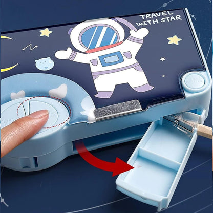 Space-themed pencil box for boys with -up design