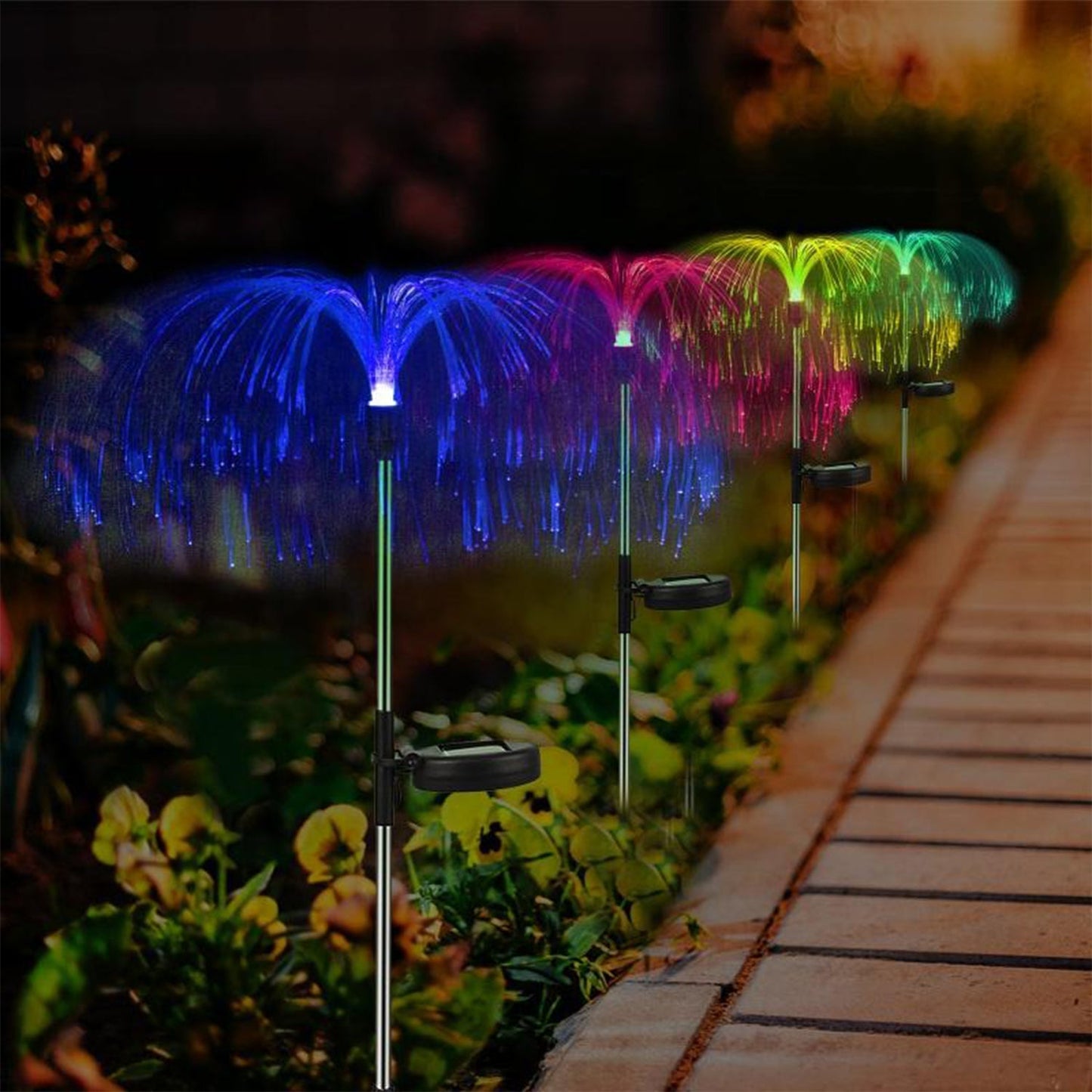 Solar Outdoor Lights Ã¢â‚¬â€œ 7-Color Waterproof Jellyfish Like Firework Home Decor (2pcs)