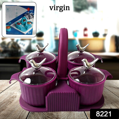 Multipurpose Silver Sparrow, Jar Dry fruit Set, for Home and KitchenÃ‚Â Airtight Dry Fruit Plastic Storage Container Tray Set With Lid & 4 Serving Jar Container for Sweets, Chips, Cookies | (4 Pc Set)