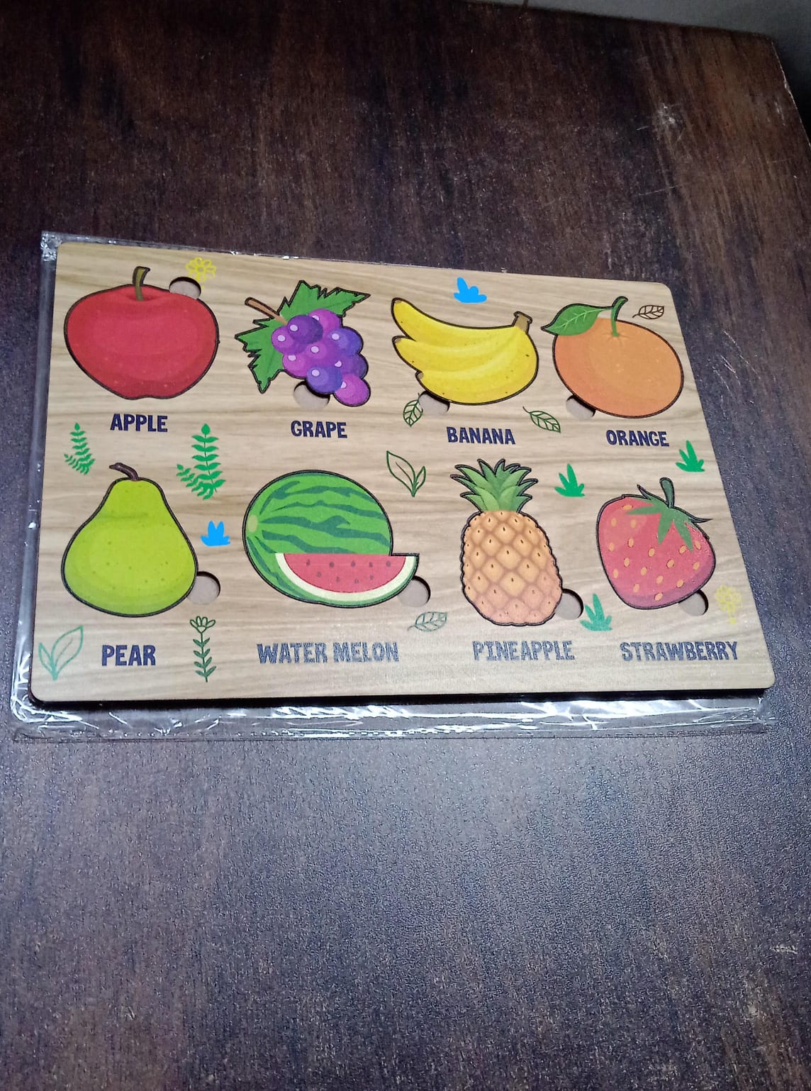 Wooden Fruits Puzzle Learning Educational Board (1 Set / 28Ãƒâ€”20 Cm)