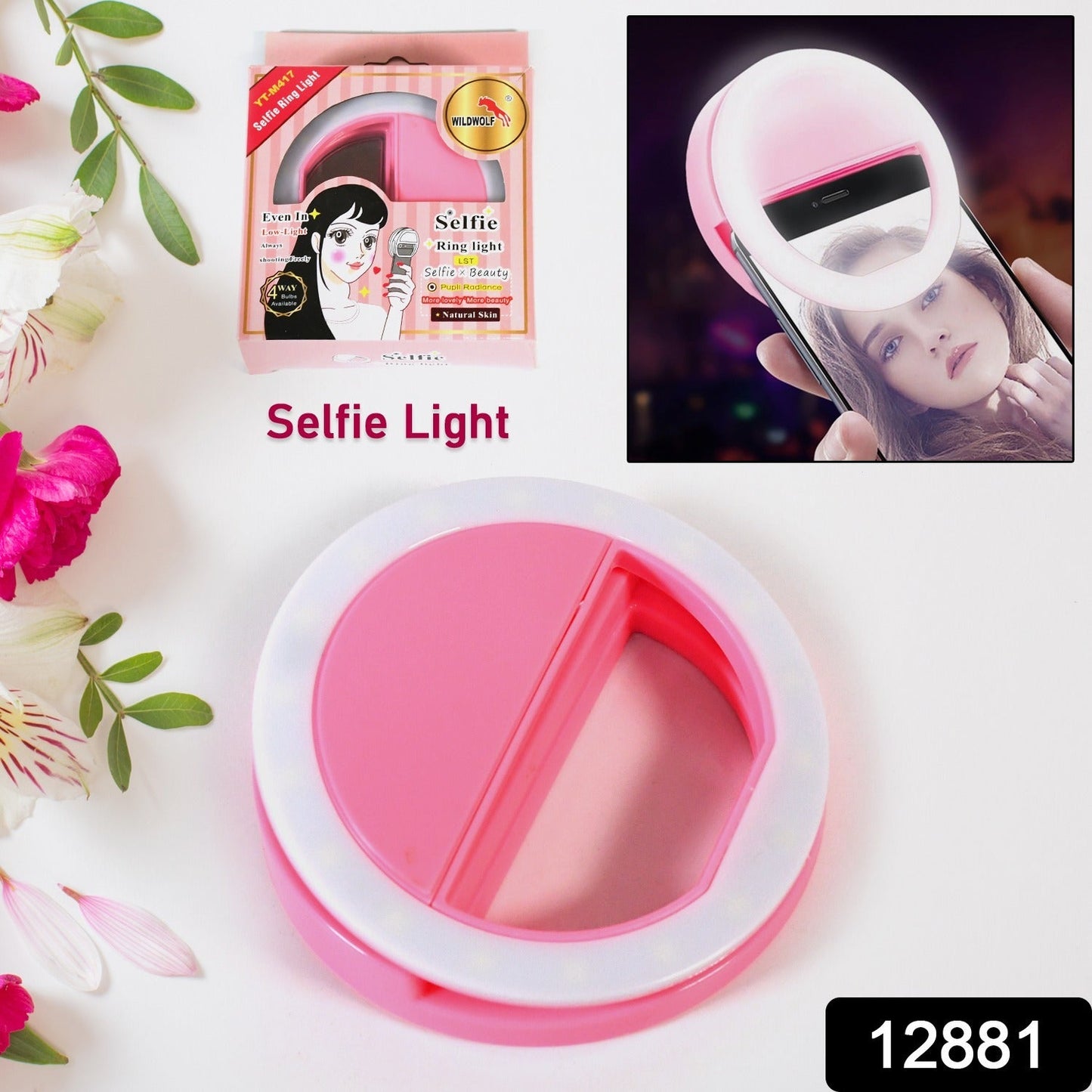 Phone Selfie Ring Light Ã¢â‚¬â€œ Battery Operated Clip-On Light for Smartphone Photography (Battery Not Included)
