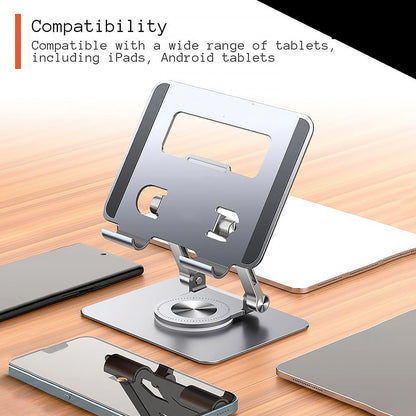 Aluminum Alloy 360Ã‚Â°Rotating Bracket, Adjustable Tablet Stand, Portable Foldable Ergonomic Tablet Support