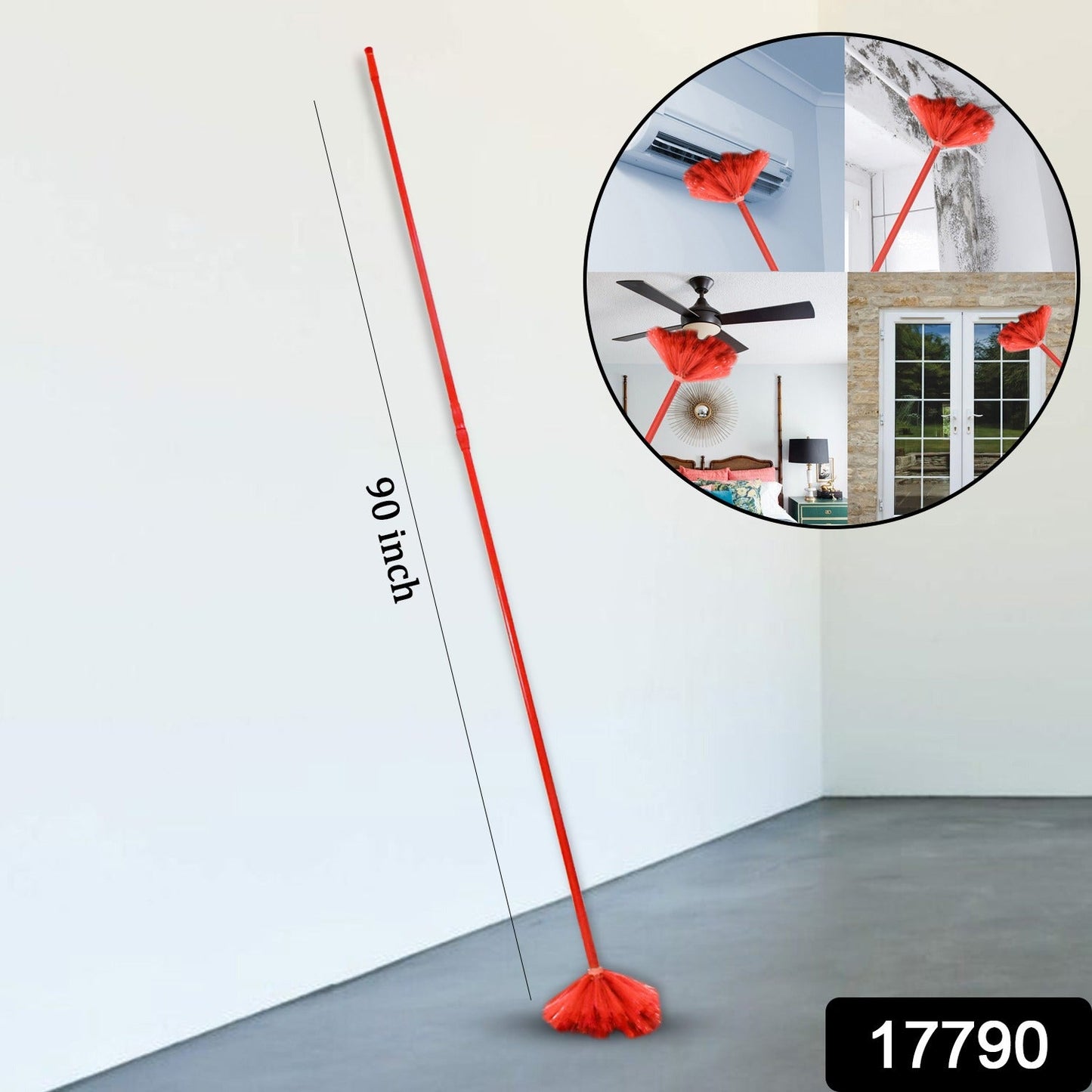 90-inch Metal Extendable Cobweb Brush Ã¢â‚¬â€œ Ceiling, Fan & Light Dust Cleaning (MOQ: 3)