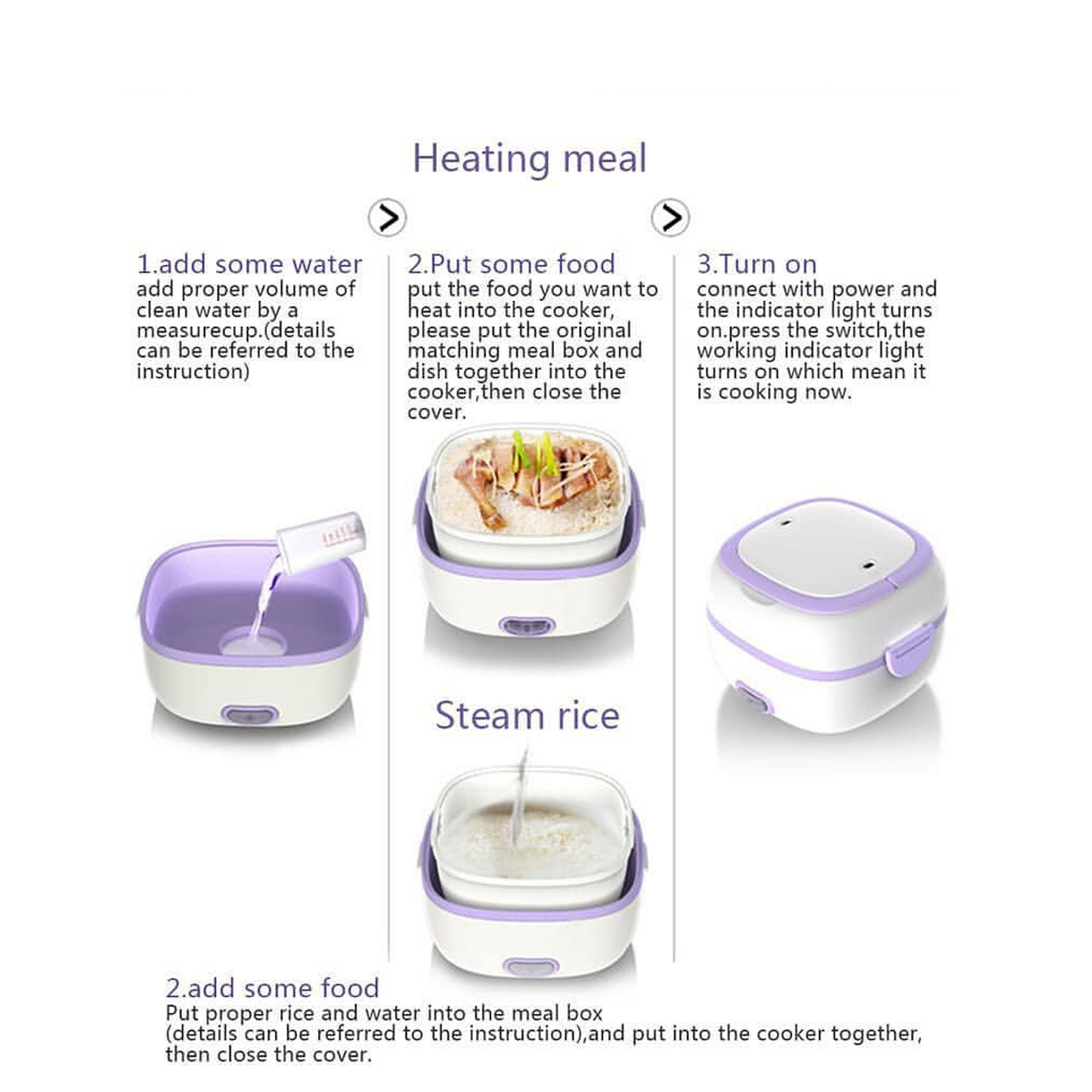 Electric Lunch Box Portable Food Warmer Food Heating Lunch Box Removable Food-Grade Stainless Steel Compartments, 220V 200W, for Car, Truck, officeÃ‚Â 