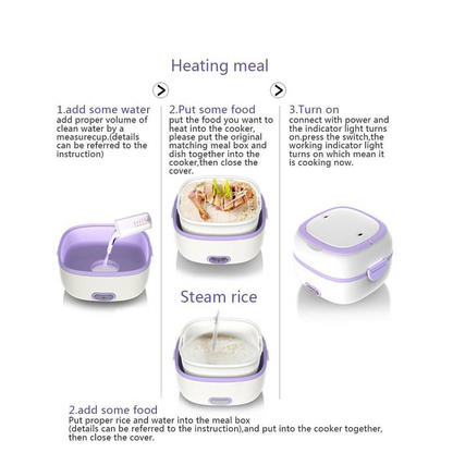 Electric Lunch Box Portable Food Warmer Food Heating Lunch Box Removable Food-Grade Stainless Steel Compartments, 220V 200W, for Car, Truck, officeÃ‚Â 