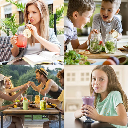 Plastic Reusable Glass Straws Clear Glass Drinking Straw 5pc