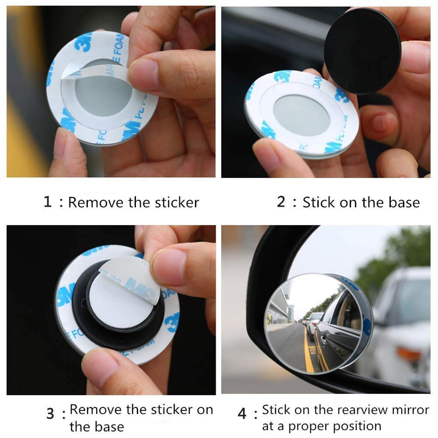Car Blind Spot Side Mirror Round Hd Glass Blind Spot Mirror Rear View Mirror (2 Pcs Set)
