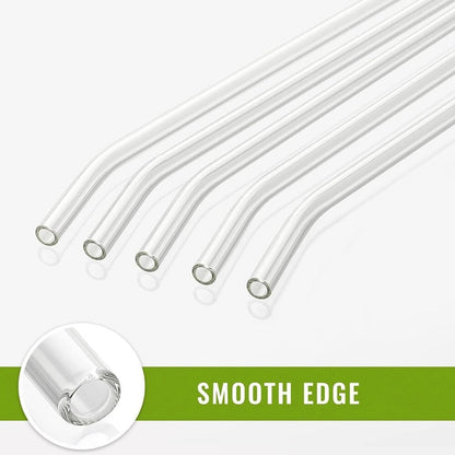 Plastic Reusable Glass Straws Clear Glass Drinking Straw 5pc