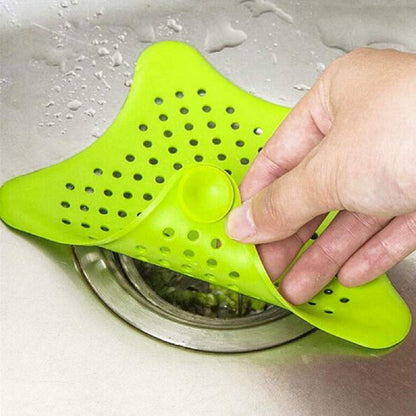 Silicone hair catcher for sinks, star-shaped and flexible