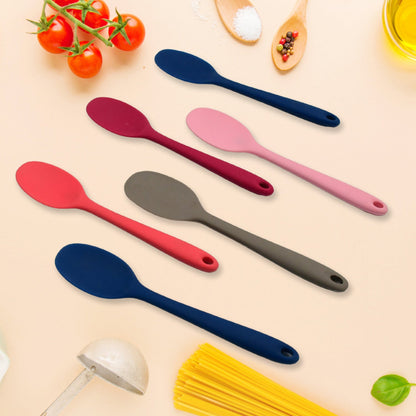 Multipurpose Silicone Spoon, Silicone Basting Spoon Non-Stick Kitchen Utensils Household Gadgets Heat-Resistant Non Stick Spoons Kitchen Cookware Items ForÃ‚Â Cooking and Baking (6 Pcs Set)