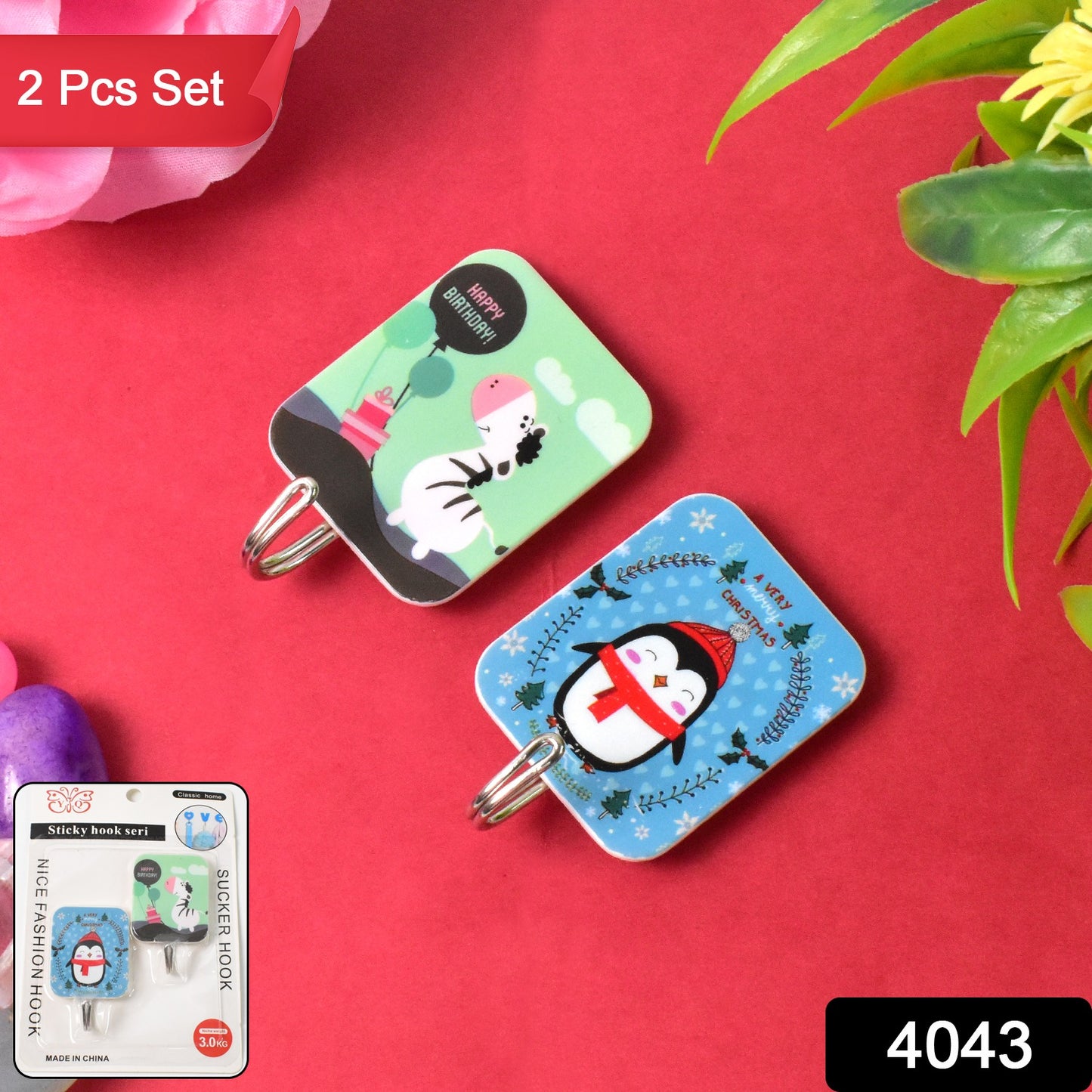 Multipurpose Strong Cartoon Hook Self-adhesive Hooks (2 Pc Set)