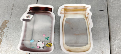 Plastic Transparent Small Jar Shaped Pouch With Zipper (3 Pc)