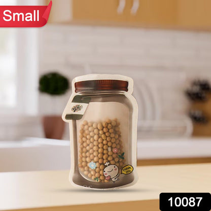 Plastic Transparent Small Jar Shaped Pouch With Zipper (3 Pc)