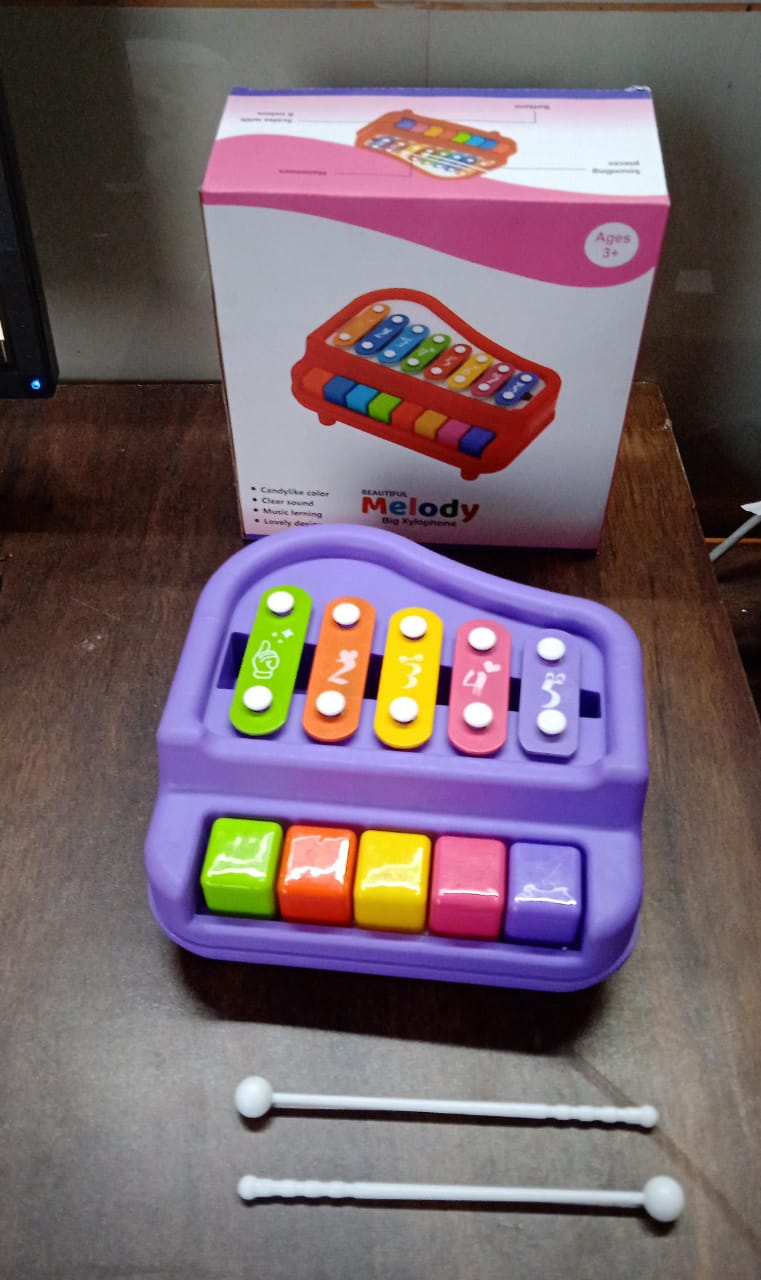 2 in 1 Baby Piano Xylophone Toy for Toddlers, 5 Multicolored Key Keyboard Xylophone Piano, Preschool Educational Musical Learning Instruments Toy for Baby Kids Girls Boys 3+ YearsÃ‚Â (1 Pc)