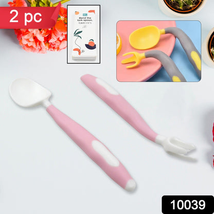Silicone Bendable Kids Spoon & Fork Set Ã¢â‚¬â€œ Toddler Self-Feeding Utensils (2 Pc Set)