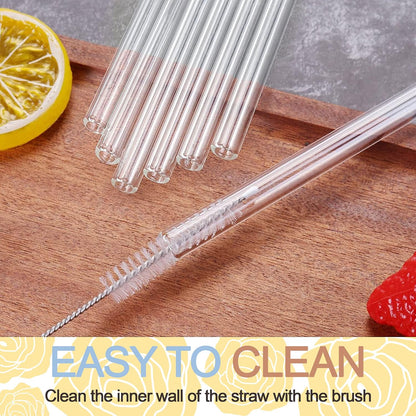 Plastic Reusable Glass Straws Clear Glass Drinking Straw 5pc