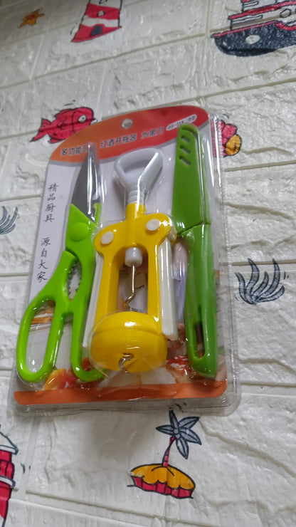 Multifunction Kitchen Tool Set Ã¢â‚¬â€œ Stainless Steel & Plastic Knife and Scissors