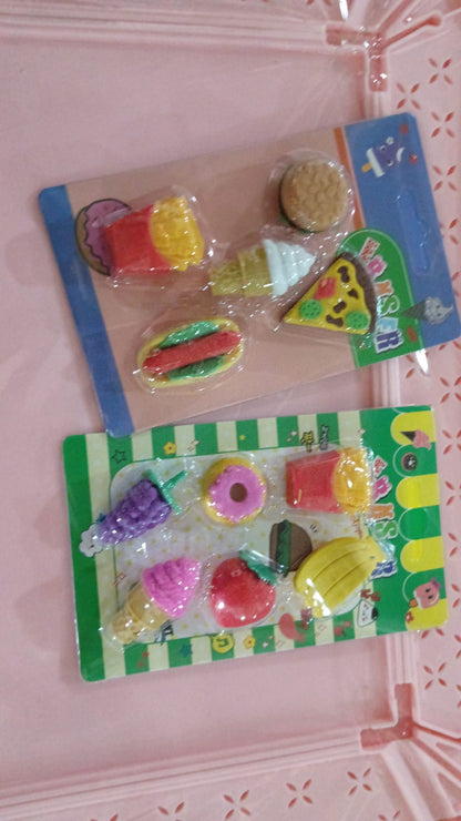 3D Food Fancy & Colorful Erasers Ã¢â‚¬â€œ Cute Novelty Eraser Set for Kids & School Prize (1 Set / Mix Design & Color)