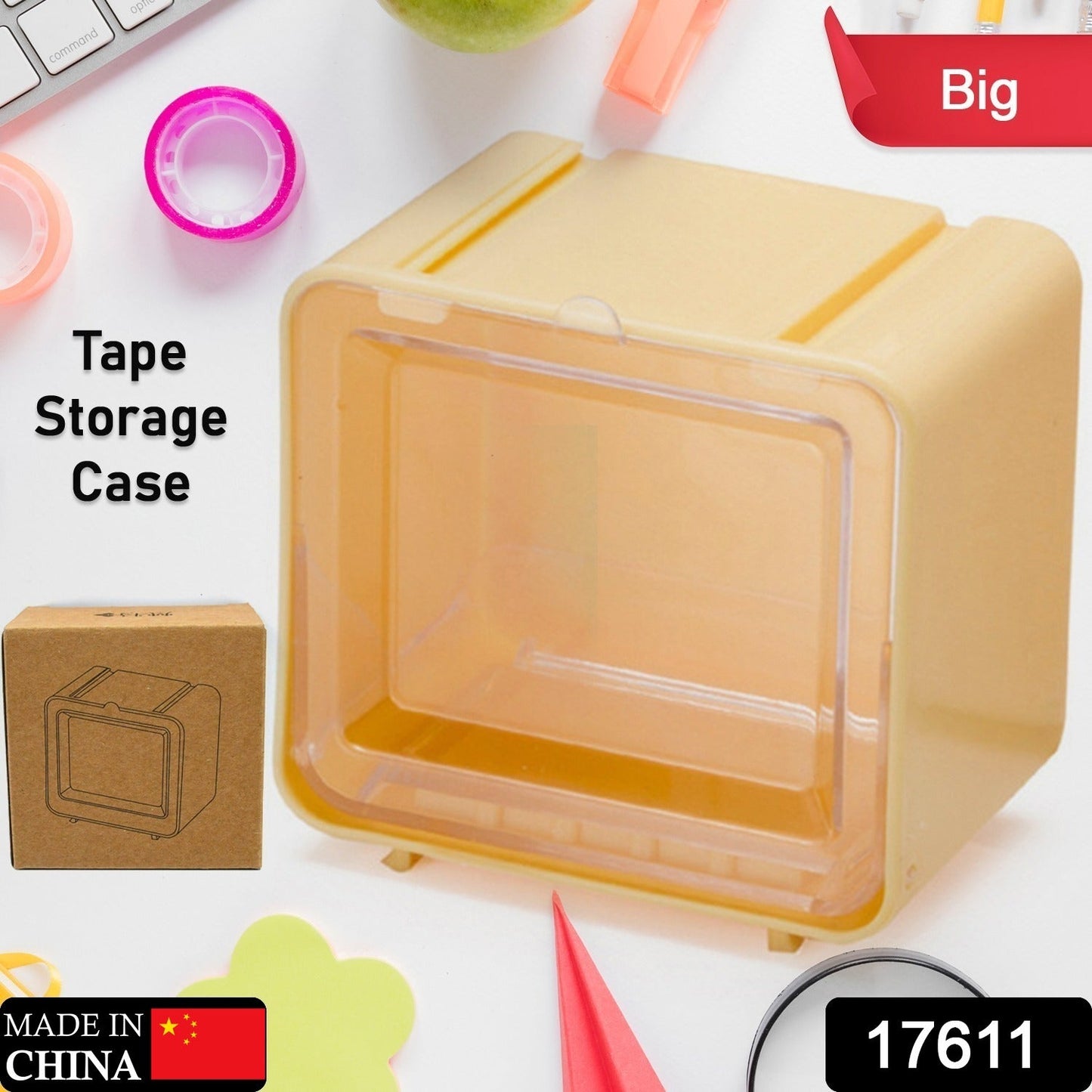 Durable Transparent Tape Storage Box Ã¢â‚¬â€œ Plastic Office Organizer
