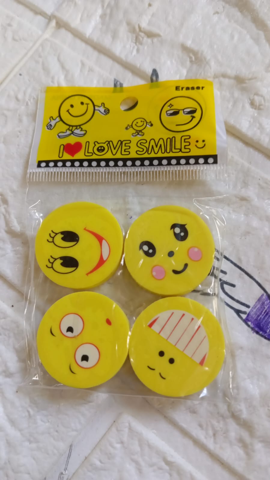 Cute Smile Emoji Eraser Set Ã¢â‚¬â€œ Perfect for Kids (4pc Set)