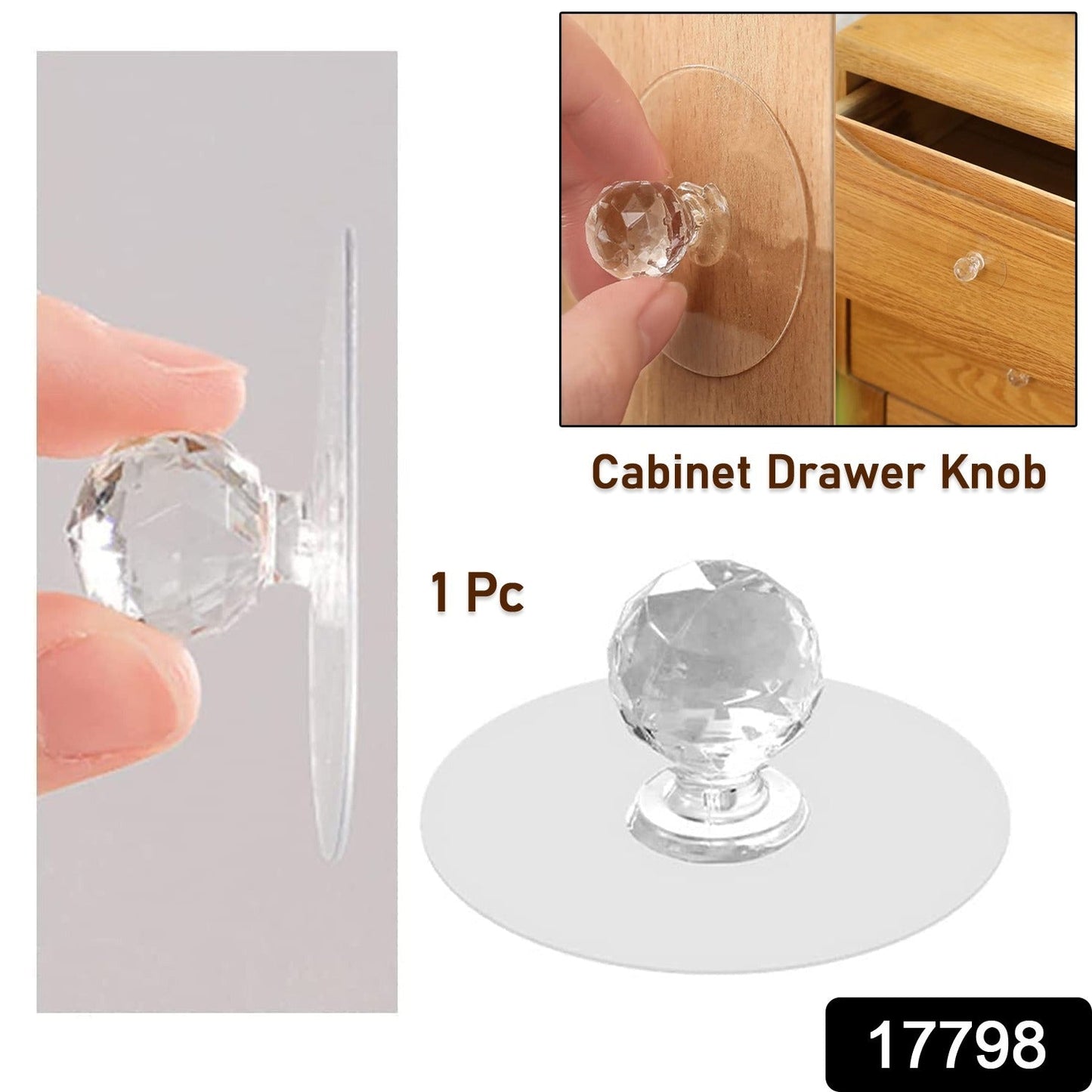 Clear Diamond Crystal Cabinet Knob & Pull Handle (4 Pc)
