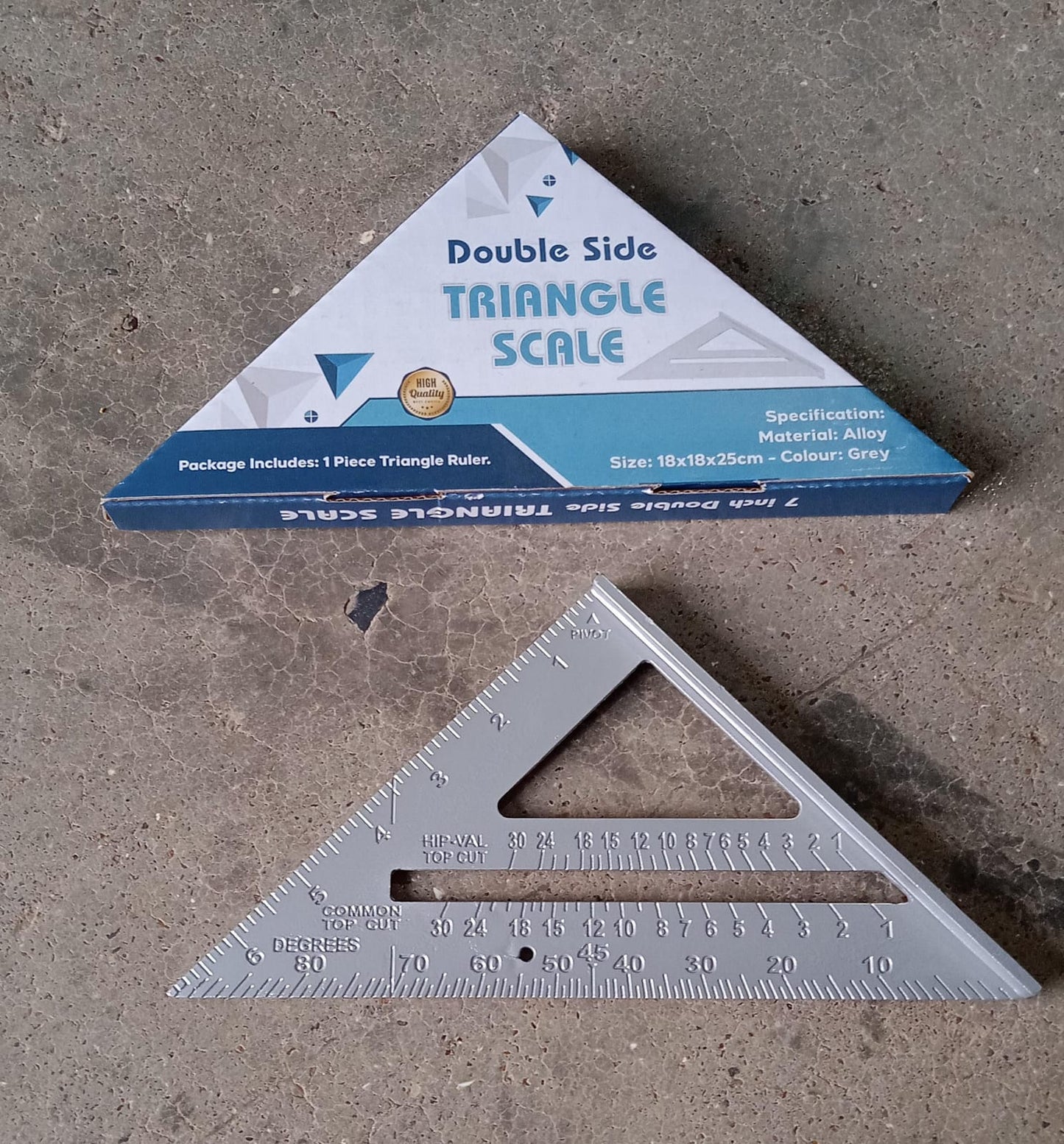 Double-Sided 45Ã‚Â° Triangle Ruler Ã¢â‚¬â€œ 7-Inch Aluminum Alloy Rafter Square for Home & Industrial Use