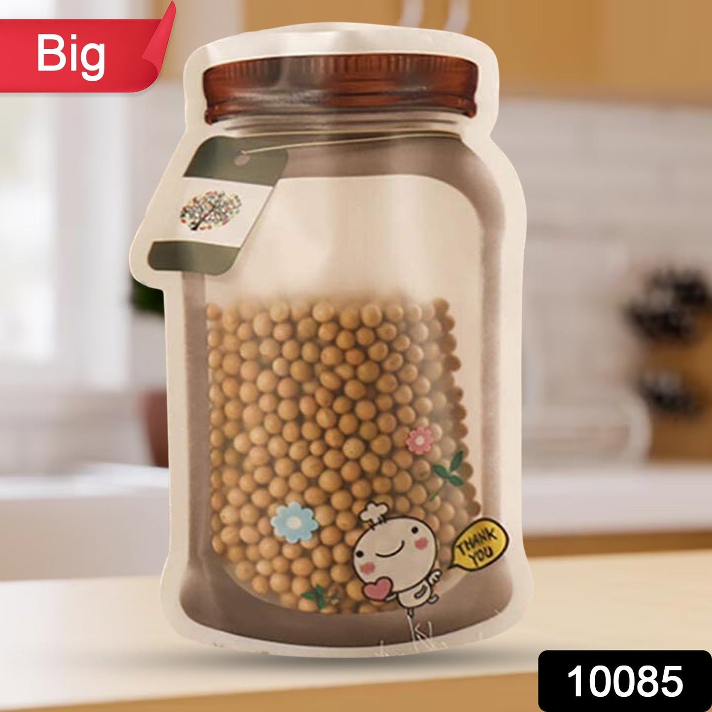 Plastic Transparent Big Jar Shaped Pouch With Zipper (2 Pc)