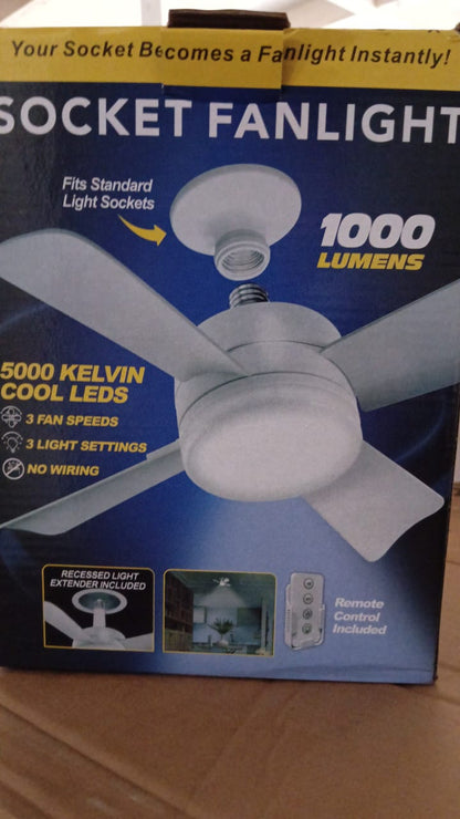 Original Cool LED Socket Fan Light Ã¢â‚¬â€œ Ceiling Fan Replacement, 1000 Lumens/5000K, Remote Controlled (Remote Battery Not Included)
