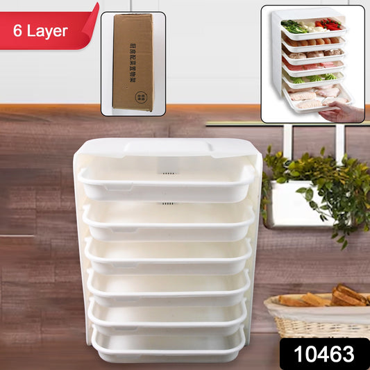 Plastic 6 Layer Wall-mounted Food Organizer Rack (1 Set)