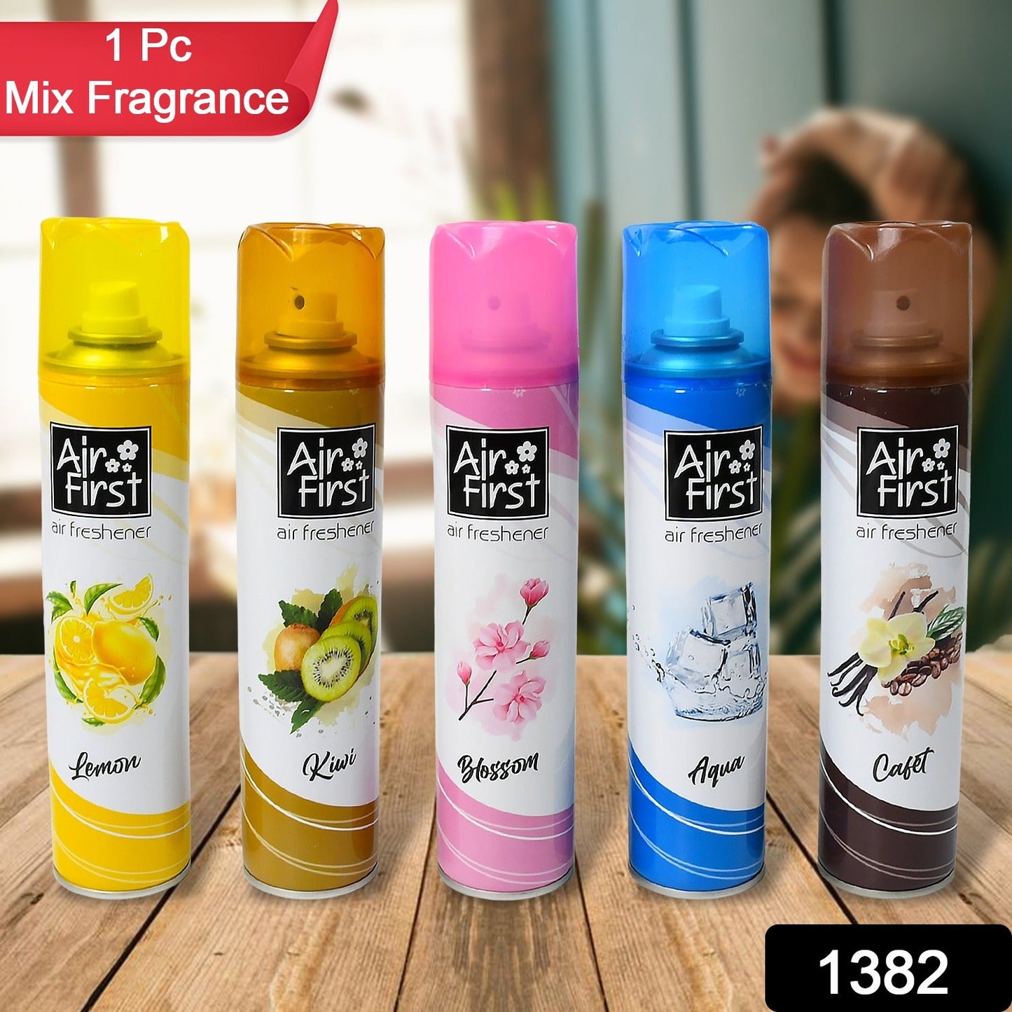 Air FreshenerÃ‚Â  | Used In Office, Home, Hotels, Banquets, Carpet Etc, Room Spray Air Freshener, Mix Fragrance Lemon, Kiwi, Blossom, Aqua, Cafet (300 Ml Approx / 1 Pc)