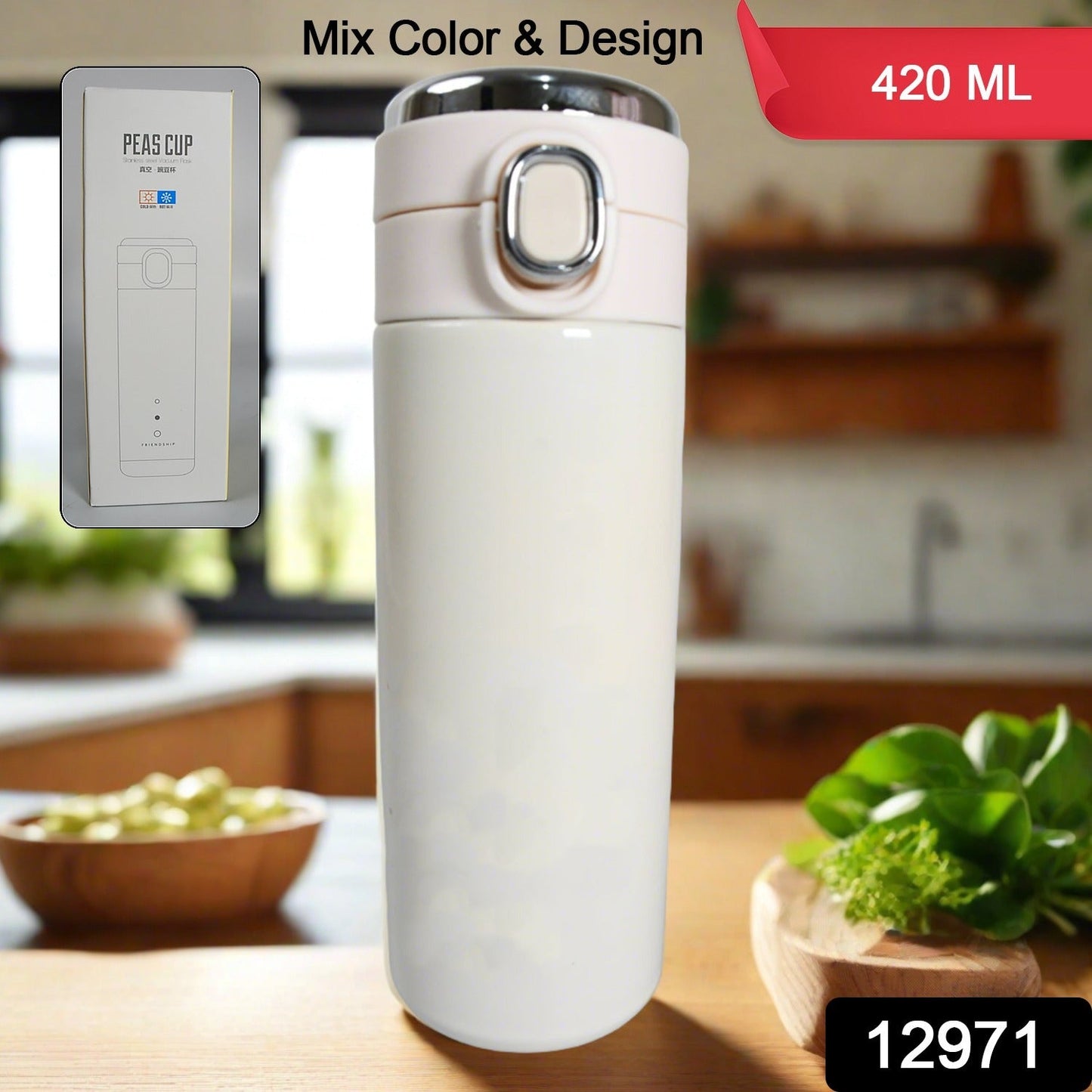 Smart Vacuum Insulated Water Bottle with LED Temperature Display, Cold & Hot | Leak Proof | Office Bottle | Gym | Home | Kitchen | Hiking | Trekking | Travel BottleÃ‚Â  (Mix Color & Design / 420 ML)