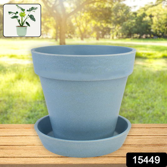 Heavy Plastic Flower Pots With Tray (1 Pc)