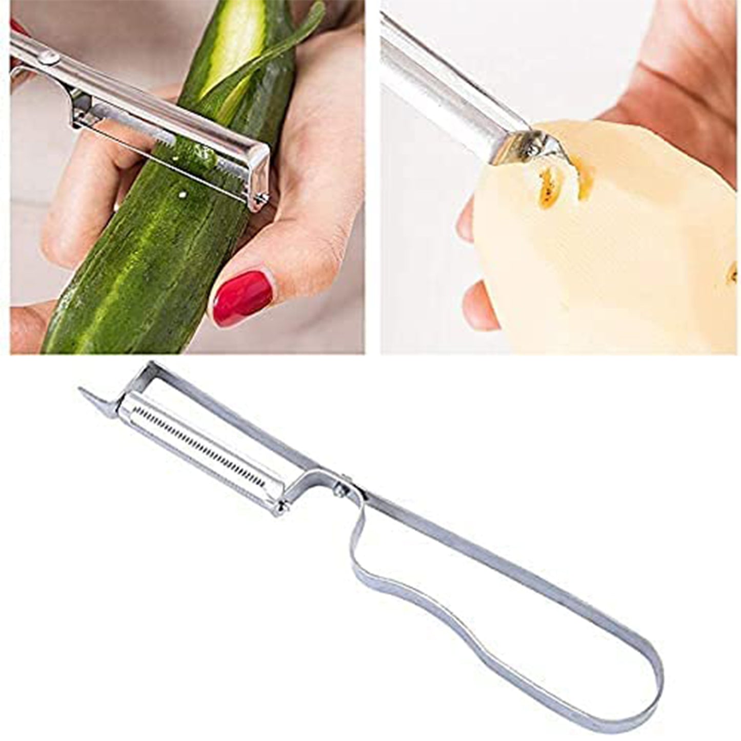 3 In 1 Stainless Steel Vegetable And Fruit Peeler Set (3 Pcs Set)
