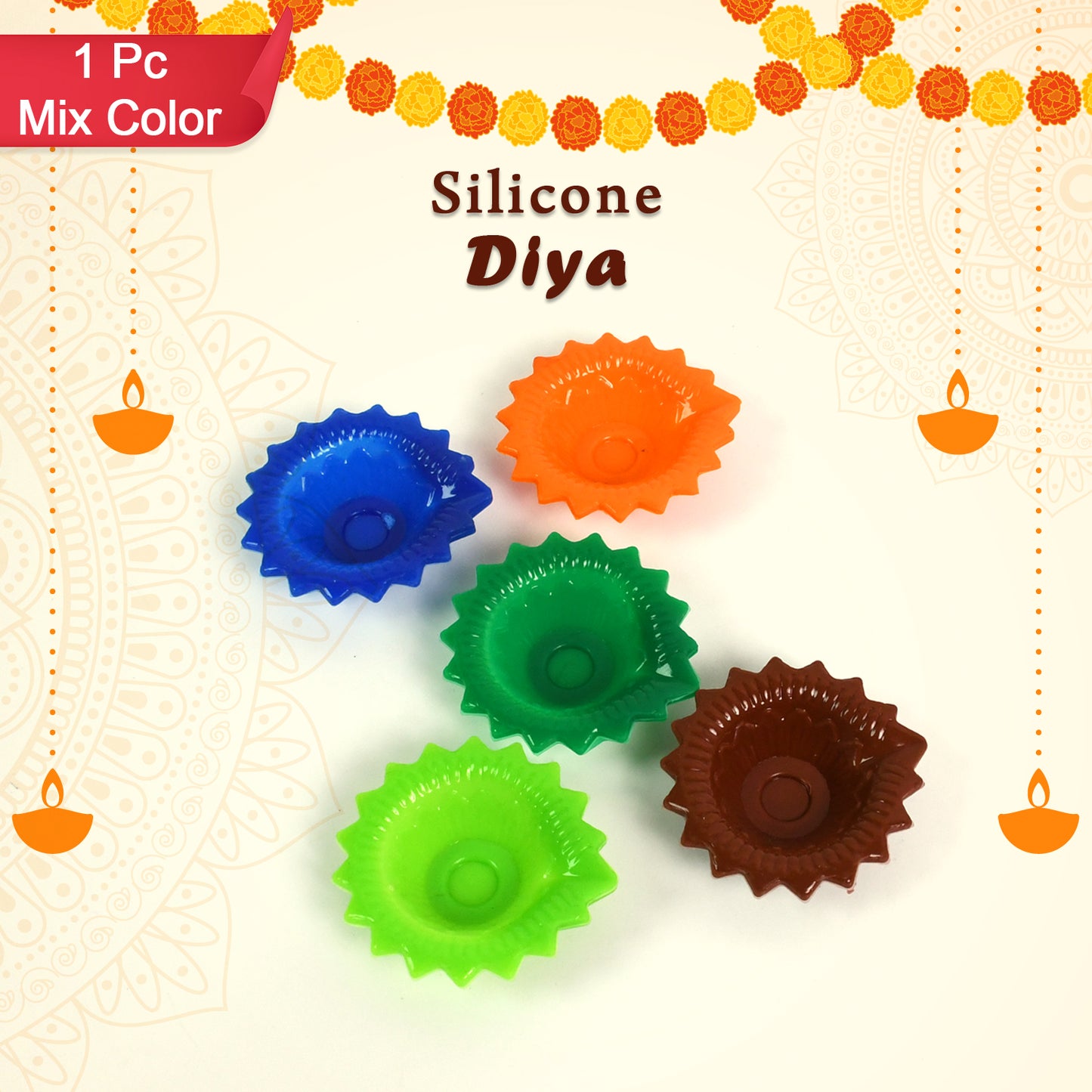 Silicone Diya For Diwali Attractive Design Colourful Diya Combo (Mix Design 2 Pc)