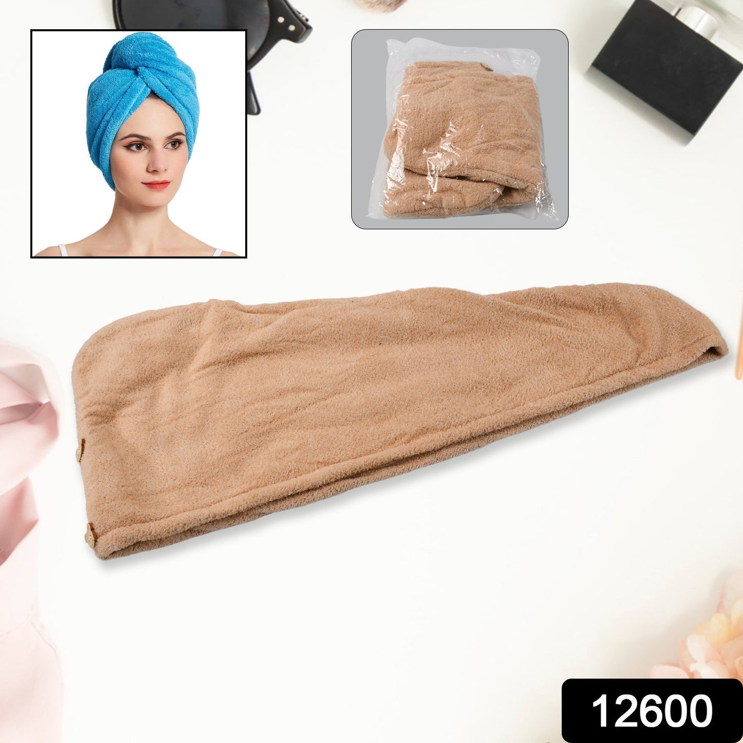 Microfiber Hair Wrap Towel Cap Ã¢â‚¬â€œ Quick-Dry, Absorbent Turban Cap (1 Pc)