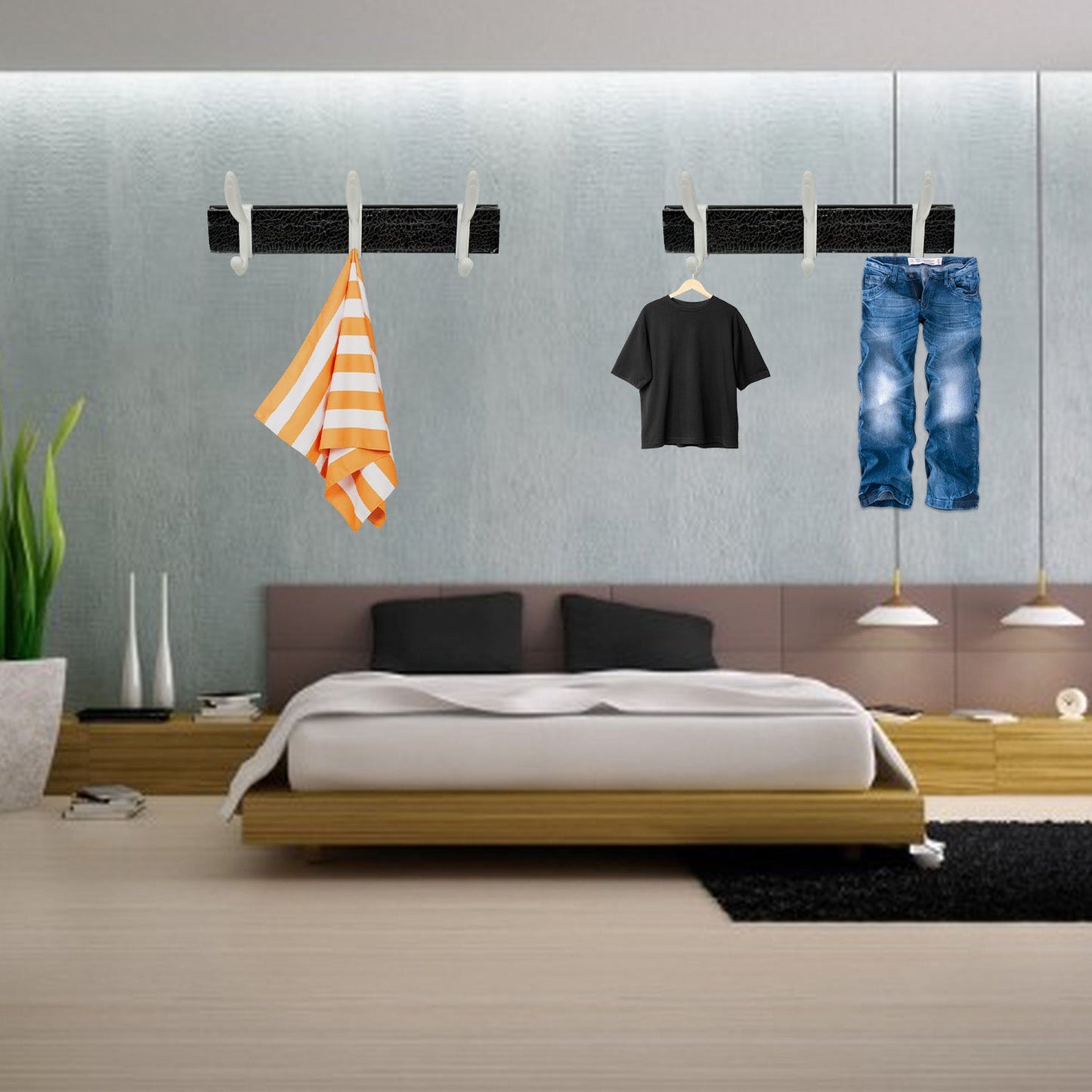 Wall Mounted Coat Hanger Rack Ã¢â‚¬â€œ 6 Hooks for Clothes, Jackets & Hats